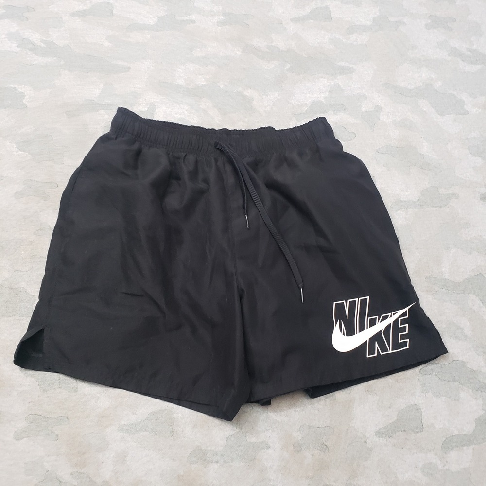 Nike Swim Shorts Mens Medium Black Pockets Drawstring